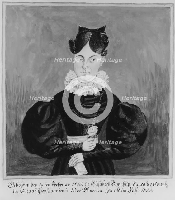Portrait and Birth Record of Mahala Wechter, 1833. Creator: Jacob Maentel.