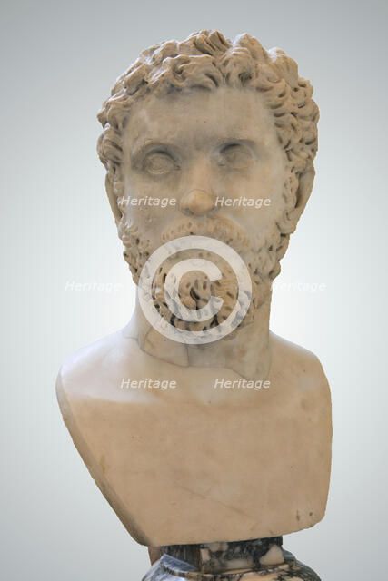 Portrait bust of the Roman Emperor Septimius Severus, early 3rd century AD. Artist: Unknown