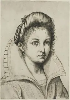 Portrait Bust of a Woman with a Large Collar, from Perfect School to Learn How..., n.d. Creator: Luca Ciamberlano