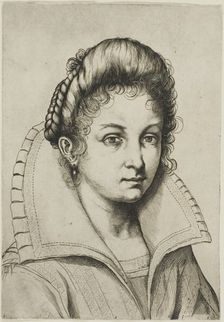 Portrait Bust of a Woman with a Large Collar, from Perfect School to Learn How..., n.d. Creator: Luca Ciamberlano