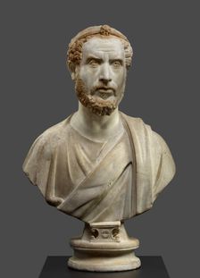 Portrait Bust of Man, Perhaps a Priest of Serapis, A.D. 180-220. Creator: Unknown