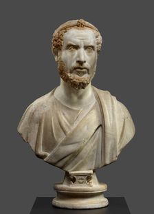 Portrait Bust of Man, Perhaps a Priest of Serapis, A.D. 180-220. Creator: Unknown