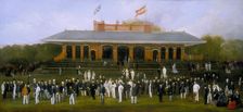 Portrait Group of Members of the Marylebone Cricket Club outside the Pavilion at Lord's c1870. Artist: Henry Barraud