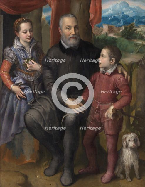 Portrait Group with the Artist’s Father Amilcare Anguissola and her siblings Minerva and..., c1559. Creator: Sofonisba Anguissola.