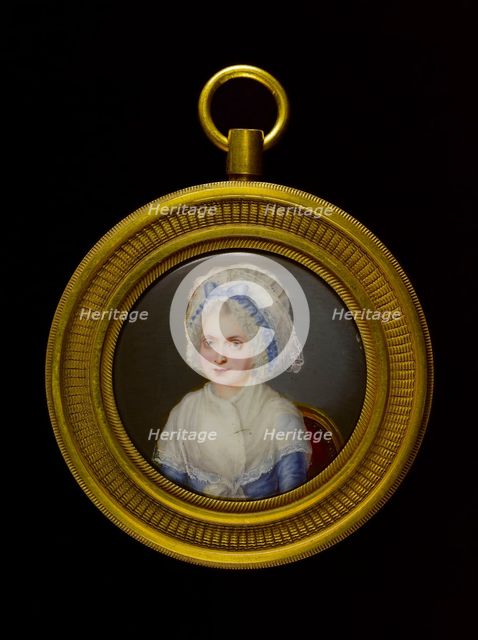 Portrait d'une femme assise dans un fauteuil rouge. Creator: Ecole Francaise.