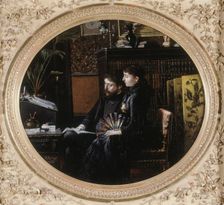 Portrait d'Alphonse Daudet (1840-1897) et son épouse (née Julie Allard, 1844-1940), dans..., 1883. Creator: Louis Montegut