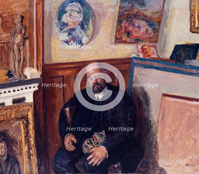 Portrait d'Ambroise Vollard au chat, c.1924. Creator: Pierre Bonnard.