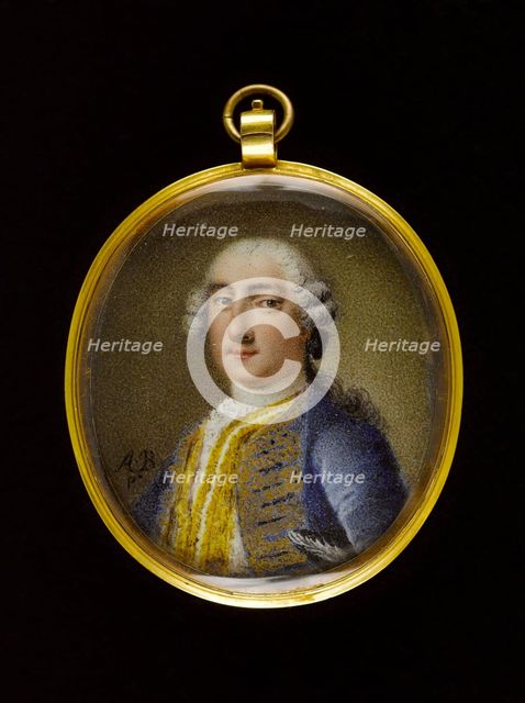 Portrait d'homme en habit bleu, between 1740 and 1770. Creator: Ecole Francaise.