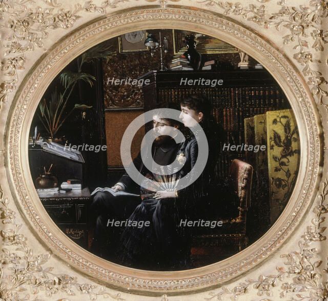 Portrait d'Alphonse Daudet (1840-1897) et son épouse (née Julie Allard, 1844-1940), dans..., 1883. Creator: Louis Montegut.