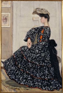 Portrait de femme en robe mouchetée, c.1910. Creator: Henry Caro-Delvaille