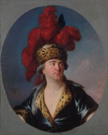 Portrait de Henri-Louis Lekain (1728-1778), dans le rôle de Gengis-Khan de "l'Orphelin de..., 1769. Creator: Simon Bernard Le Noir