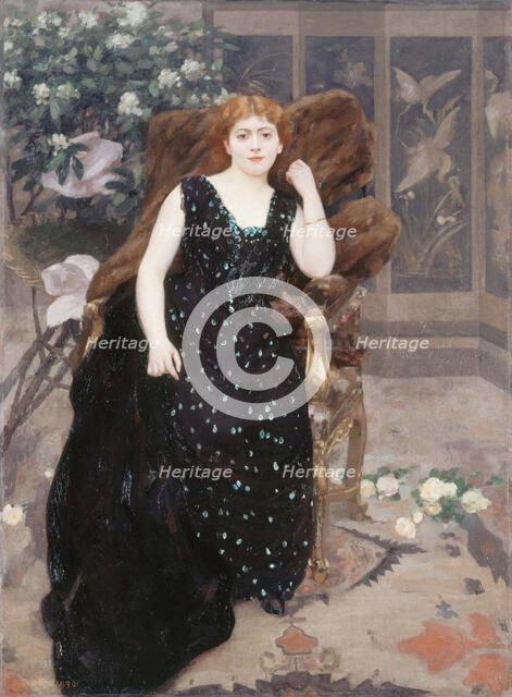 Portrait de Jane Hading, 1890. Creator: Alfred Philippe Roll.