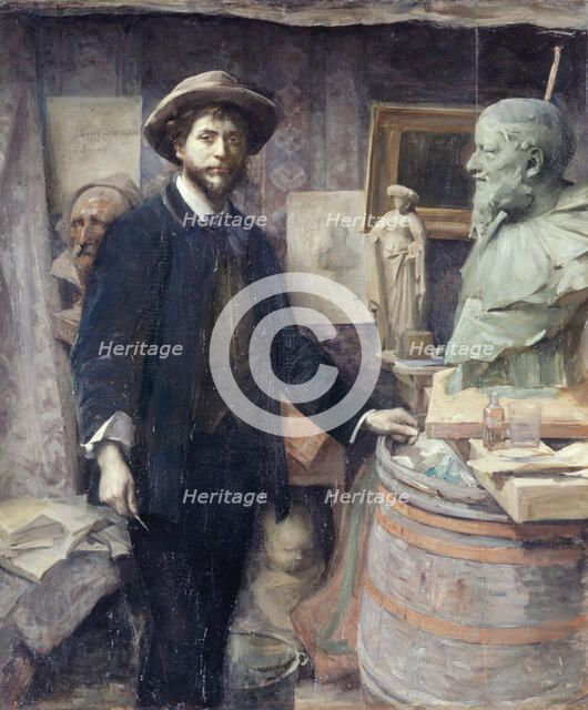Portrait de Jean Carriès dans son atelier, between 1886 and 1887. Creator: Louise Catherine Breslau.
