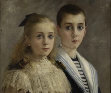 Portrait de Jean et Jeanne, les enfants du professeur Joffroy, 1895. Creator: Pierre Andre Brouillet