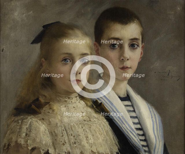 Portrait de Jean et Jeanne, les enfants du professeur Joffroy, 1895. Creator: Pierre Andre Brouillet.