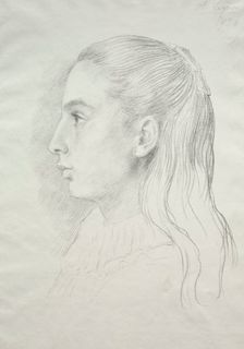 Portrait de Mlle. Nora E. Legros, 1896. Creator: Alphonse Legros (French, 1837-1911)