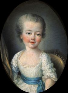 Portrait de petite fille en robe blanche, dite Alexandrine Lenormant d'Etiolles, 1751. Creator: Drouais, François-Hubert (1727-1775)