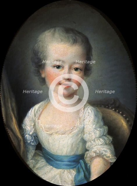Portrait de petite fille en robe blanche, dite Alexandrine Lenormant d'Etiolles, 1751. Creator: Drouais, François-Hubert (1727-1775).