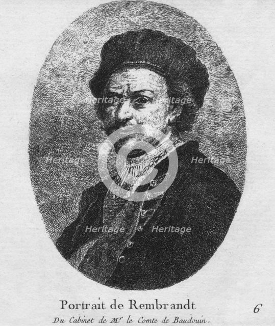 'Portrait de Rembrandt  - Du Cabinet de Mr. le Comte de Baudouin', c1770. Artist: Christian Gottfried Schulze.