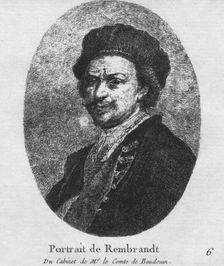Portrait de Rembrandt - Du Cabinet de Mr. le Comte de Baudouin c1770. Artist: Christian Gottfried Schulze