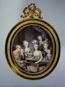Portrait de Wilhelmine de Prusse, princesse d'Orange-Nassau, en miniaturiste entourée de..., 1784. Creator: De Saint-Ligie