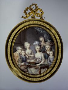 Portrait de Wilhelmine de Prusse, princesse d'Orange-Nassau, en miniaturiste entourée de..., 1784. Creator: De Saint-Ligie