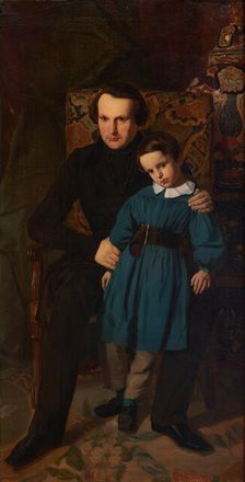 Portrait de Victor Hugo avec son fils François-Victor Hugo, 1836. Creator: Auguste de Chatillon