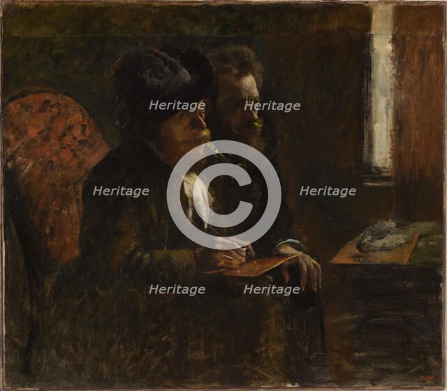 Portrait du graveur Desboutin et du graveur Lepic, 1876-1877. Creator: Degas, Edgar (1834-1917).