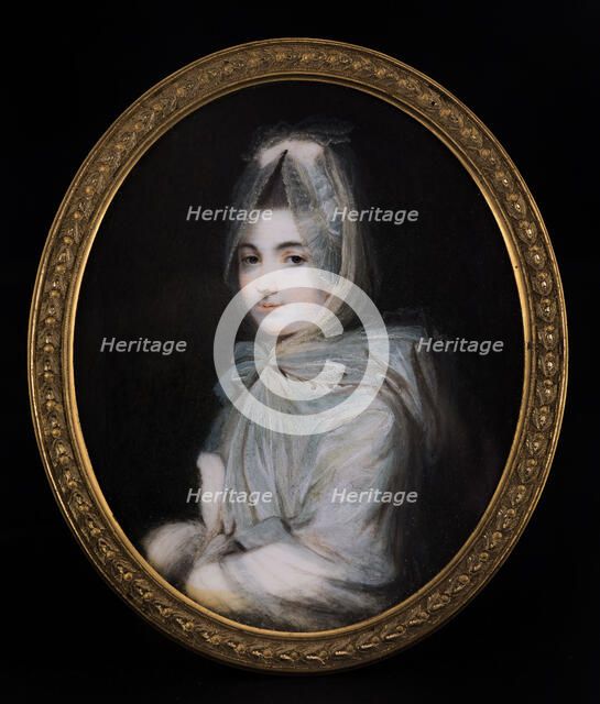Portrait d'une jeune femme en mante bleutée, c1780- 1785. Creator: Ecole Francaise.
