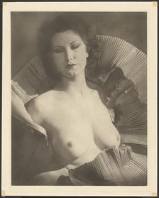 Portrait (Female Nude Draped in Folded Fan-Like Paper), about 1920. Creator: Arthur J Kales