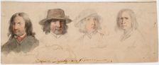 Portrait heads of Taalaist men from Mora, Leksand, Rättvik and ?, 1840-1873. Creator: Robert Wilhelm Ekman