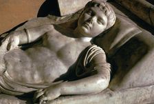 Portrait on the marble lid of a Roman sarcophagus, 1st century BC