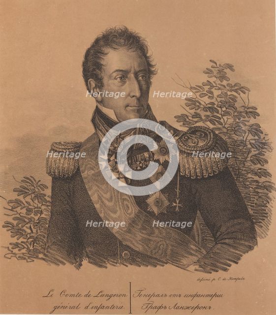Portrait of Count Alexandre Andrault de Langeron (1763-1831), 1820. Creator: Hampeln, Carl, von (1794-after 1880).