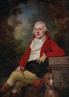 Portrait of Count Alexei Andreyevich Golitsyn (1767-1800) with a greyhound, 1795. Creator: Kreutzinger; Joseph (1757-1829)