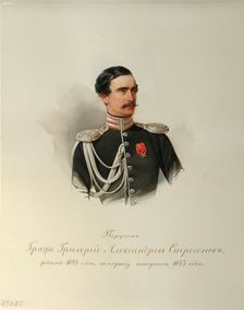 Portrait of Count Grigori Alexandrovich Stroganov (1824-1878) (From the Album of the Imperial Horse Guards), 1846-1849. Artist: Hau (Gau), Vladimir Ivanovich (1816-1895)