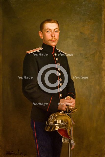 Portrait of Count D. A. Sheremetev, Cornet of the Chevalier Guards, 1909. Creator: Victor Schtember.