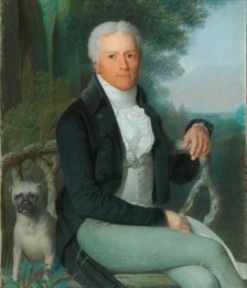 Portrait of Count Karl August von Hardenberg (1750-1822) in the park of his country estate..., c1810 Creator: Caffe, Daniel (1756-1815)