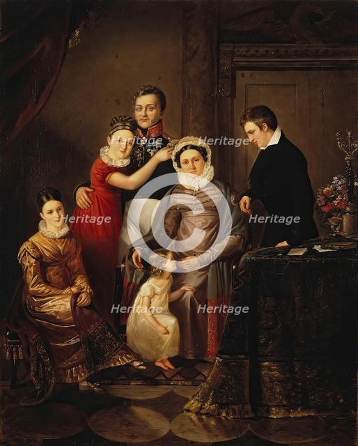 Portrait of Count Nikolai Repnin-Volkonsky with His Family, 1825. Creator: Unknown.