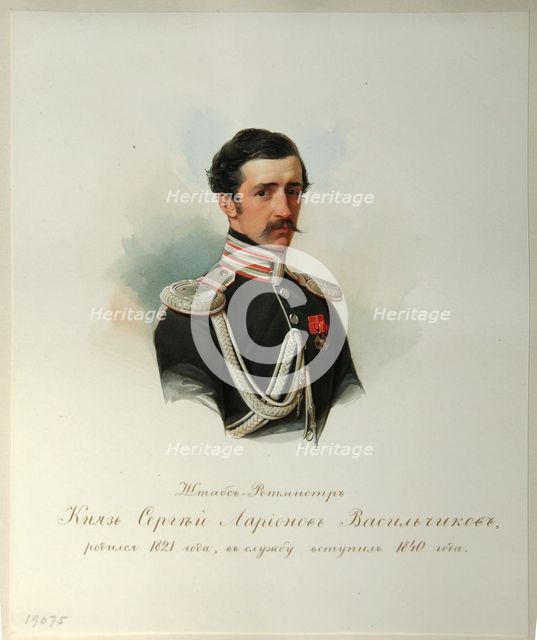 Portrait of Count Sergey Illarionovich Vasilchikov (1822-1860) (From the Album of the Imperial Horse Guards), 1846-1849. Artist: Hau (Gau), Vladimir Ivanovich (1816-1895)