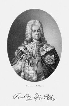Portrait of Count Pavel Ivanovich Yaguzhinsky (1683–1736), 1862. Artist: Anonymous