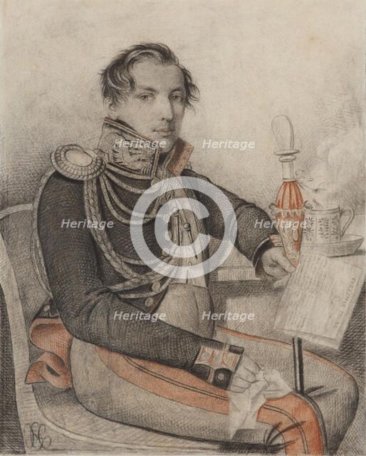 Portrait of Count Pyotr Petrovich Konovnitsyn (1803-1830), Early 1820s. Creator: Hampeln, Carl, von (1794-after 1880).