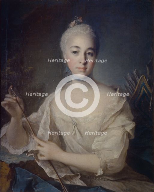 Portrait of Countess Anna Vorontsova (1743-1769), ca 1758. Artist: Tocqué, Louis (1696-1772)
