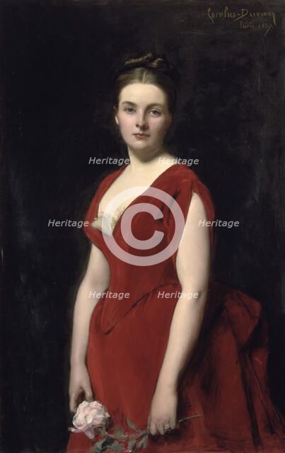 Portrait of Countess Anna Alexandrovna Obolenskaya (1861-1917), 1887. Artist: Carolus-Duran, Charles Émile Auguste (1837-1917)
