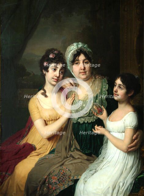 Portrait of Countess Anna Bezborodko with her daughters Lyubov and Cleopatra, 1803. Artist: Borovikovsky, Vladimir Lukich (1757-1825)