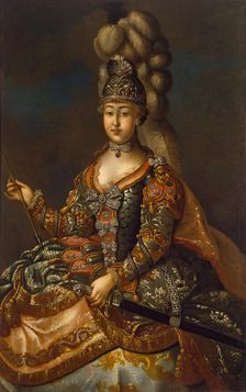 Portrait of Countess Anna Sheremetyeva in a 'Carousel' Costume, 1776. Creator: Unknown