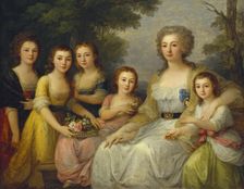 Portrait of Countess Anna Stepanovna Protasova (1745-1826) with her Nices, 1788
