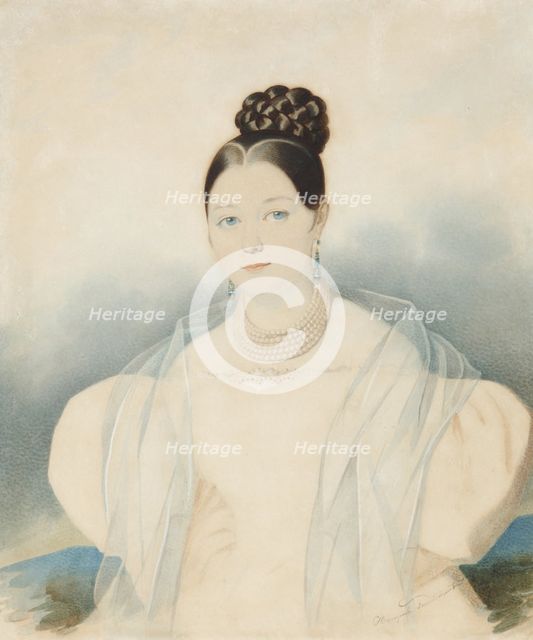 Portrait of Countess Ekaterina Alexandrovna Zubova, née Obolenskaya (1811-1843), 1830s. Creator: Hampeln, Carl, von (1794-after 1880).