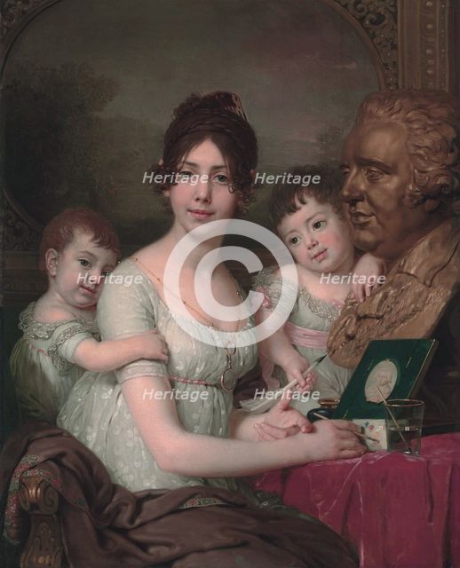 Portrait of Countess Liubov Ilyinichna Kusheleva, née Bezborodko (1783-1809) with children, 1803. Artist: Borovikovsky, Vladimir Lukich (1757-1825)