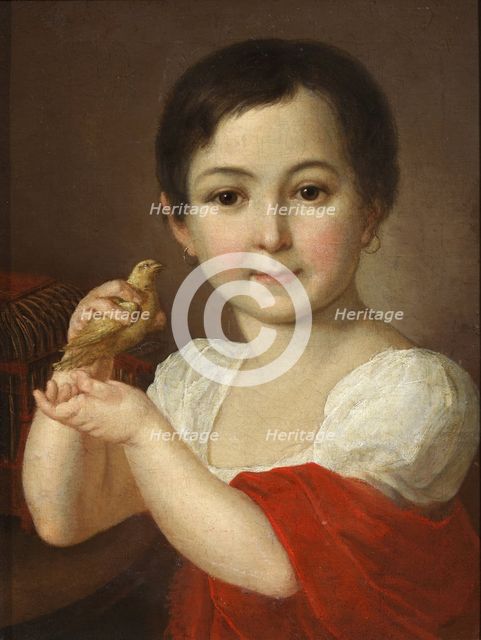 Portrait of Countess Lidia Alexeevna Gorchakova (1807-1826) with Canary.