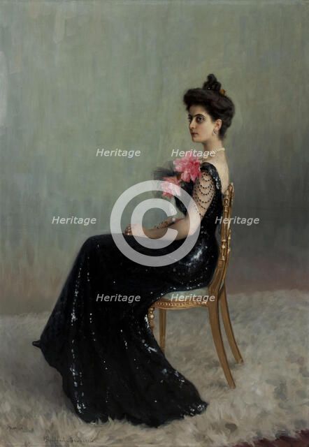 Portrait of Countess Maria Pavlovna Abamelik-Lazareva (1876-1955), née Demidova, 1900-1901. Creator: Bogdanov-Belsky, Nikolai Petrovich (1868-1945).